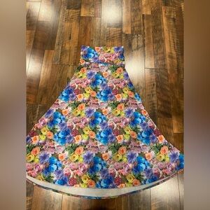 LuLaRoe Blue pink multi color floral Patterned maxi Skirt size small